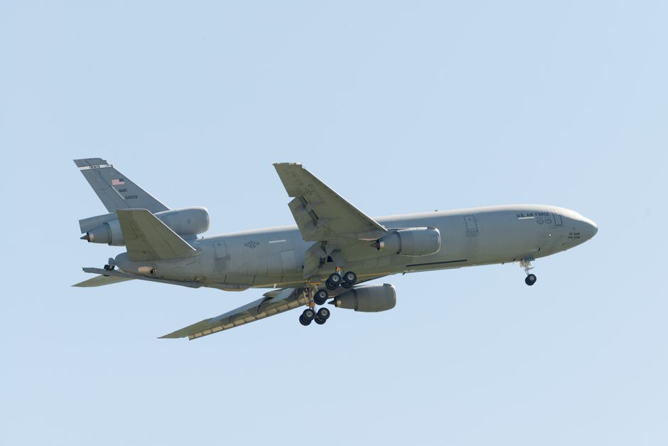 Military aircraft showcasing flight at an airshow in Fairfield, California.